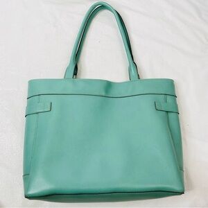 Emilie M. Teal blue faux leather bag